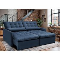 Sofá Sem Caixa Retrátil 1,60m SoftGel Celeste Velusoft Azul Cama inBox - 1