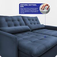 Sofá Sem Caixa Retrátil 1,60m SoftGel Celeste Velusoft Azul Cama inBox - 2