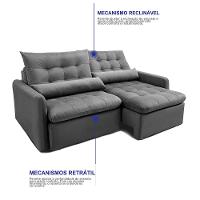 Sofá Sem Caixa Retrátil 1,60m SoftGel Celeste Velusoft Cinza Cama inBox - 6