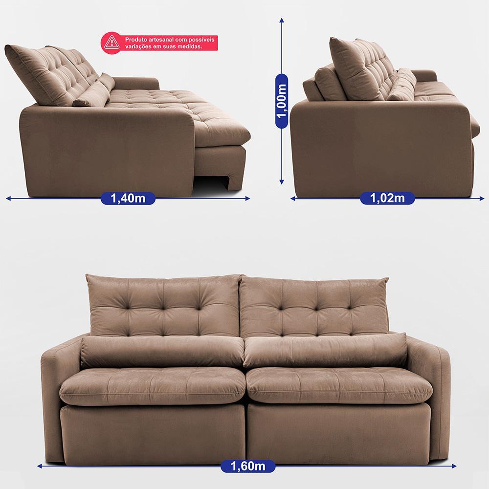 Sofá Sem Caixa Retrátil 1,60m SoftGel Celeste Velusoft Castor Cama inBox - 4