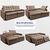 Sofá Sem Caixa Retrátil 1,60m SoftGel Celeste Velusoft Castor Cama inBox - 5