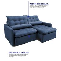 Sofá Sem Caixa Retrátil 1,80m SoftGel Celeste Velusoft Azul Cama inBox - 6