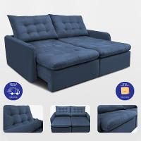 Sofá Sem Caixa Retrátil 1,80m SoftGel Celeste Velusoft Azul Cama inBox - 7