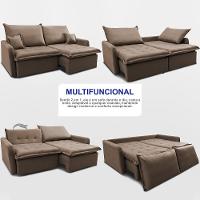 Sofá Sem Caixa Retrátil 1,80m SoftGel Luna Velusoft Castor Cama inBox - 5