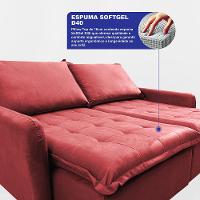 Sofá Sem Caixa Retrátil 1,80m SoftGel Luna Velusoft Vermelho Cama inBox - 2