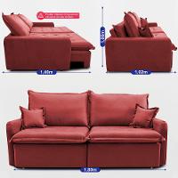 Sofá Sem Caixa Retrátil 1,80m SoftGel Luna Velusoft Vermelho Cama inBox