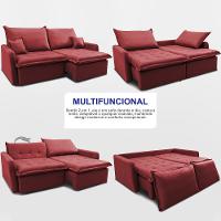 Sofá Sem Caixa Retrátil 1,80m SoftGel Luna Velusoft Vermelho Cama inBox - 5