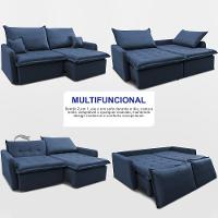 Sofá Sem Caixa Retrátil 1,80m SoftGel Luna Velusoft Azul Cama inBox - 5