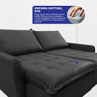Sofá Sem Caixa Retrátil 1,60m SoftGel Luna Velusoft Preto Cama inBox - 2