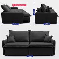 Sofá Sem Caixa Retrátil 1,60m SoftGel Luna Velusoft Preto Cama inBox