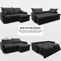 Sofá Sem Caixa Retrátil 1,60m SoftGel Luna Velusoft Preto Cama inBox - 5