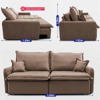 Sofá Sem Caixa Retrátil 1,60m SoftGel Luna Velusoft Castor Cama inBox