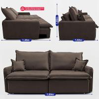 Sofá Sem Caixa Retrátil 1,60m SoftGel Luna Velusoft Café Cama inBox