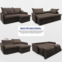 Sofá Sem Caixa Retrátil 1,60m SoftGel Luna Velusoft Café Cama inBox - 5