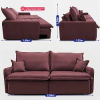 Sofá Sem Caixa Retrátil 2,00m SoftGel Luna Velusoft Vinho Cama inBox