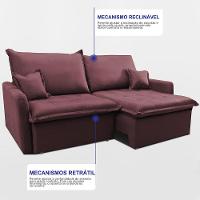 Sofá Sem Caixa Retrátil 2,00m SoftGel Luna Velusoft Vinho Cama inBox - 6