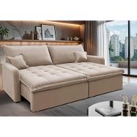 Sofá Sem Caixa Retrátil 2,00m SoftGel Luna Velusoft Bege Cama inBox - 1