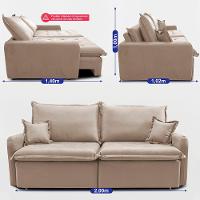 Sofá Sem Caixa Retrátil 2,00m SoftGel Luna Velusoft Bege Cama inBox