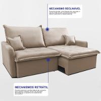 Sofá Sem Caixa Retrátil 2,00m SoftGel Luna Velusoft Bege Cama inBox - 6