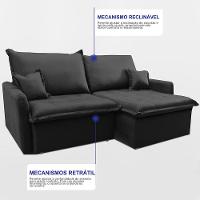 Sofá Sem Caixa Retrátil 2,00m SoftGel Luna Velusoft Preto Cama inBox - 6