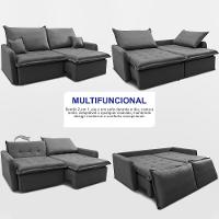 Sofá Sem Caixa Retrátil 2,00m SoftGel Luna Velusoft Cinza Cama inBox - 5