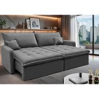 Sofá Sem Caixa Retrátil 1,80m SoftGel Luna Velusoft Cinza Cama inBox - 1