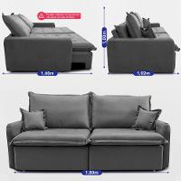 Sofá Sem Caixa Retrátil 1,80m SoftGel Luna Velusoft Cinza Cama inBox