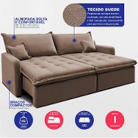 Sofá Sem Caixa Retrátil 2,00m SoftGel Luna Velusoft Castor Cama inBox - 3