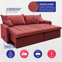 Sofá Sem Caixa Retrátil 1,60m SoftGel Luna Velusoft Vermelho Cama inBox - 3