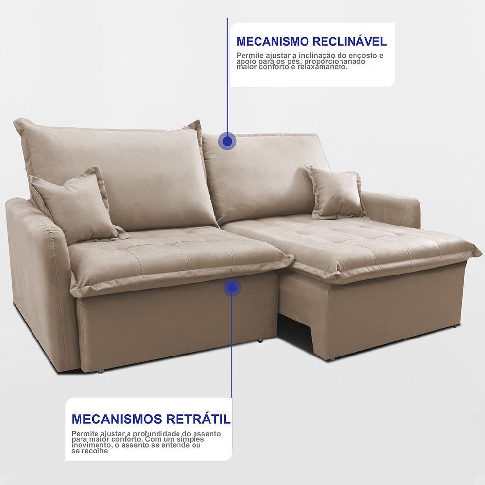 Sofá Sem Caixa Retrátil 1,60m SoftGel Luna Velusoft Bege Cama inBox - 6