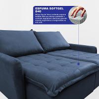 Sofá Sem Caixa Retrátil 2,00m SoftGel Luna Velusoft Azul Cama inBox - 2