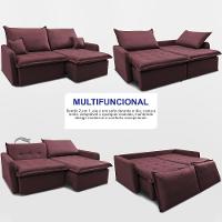 Sofá Sem Caixa Retrátil 1,80m SoftGel Luna Velusoft Vinho Cama inBox - 5