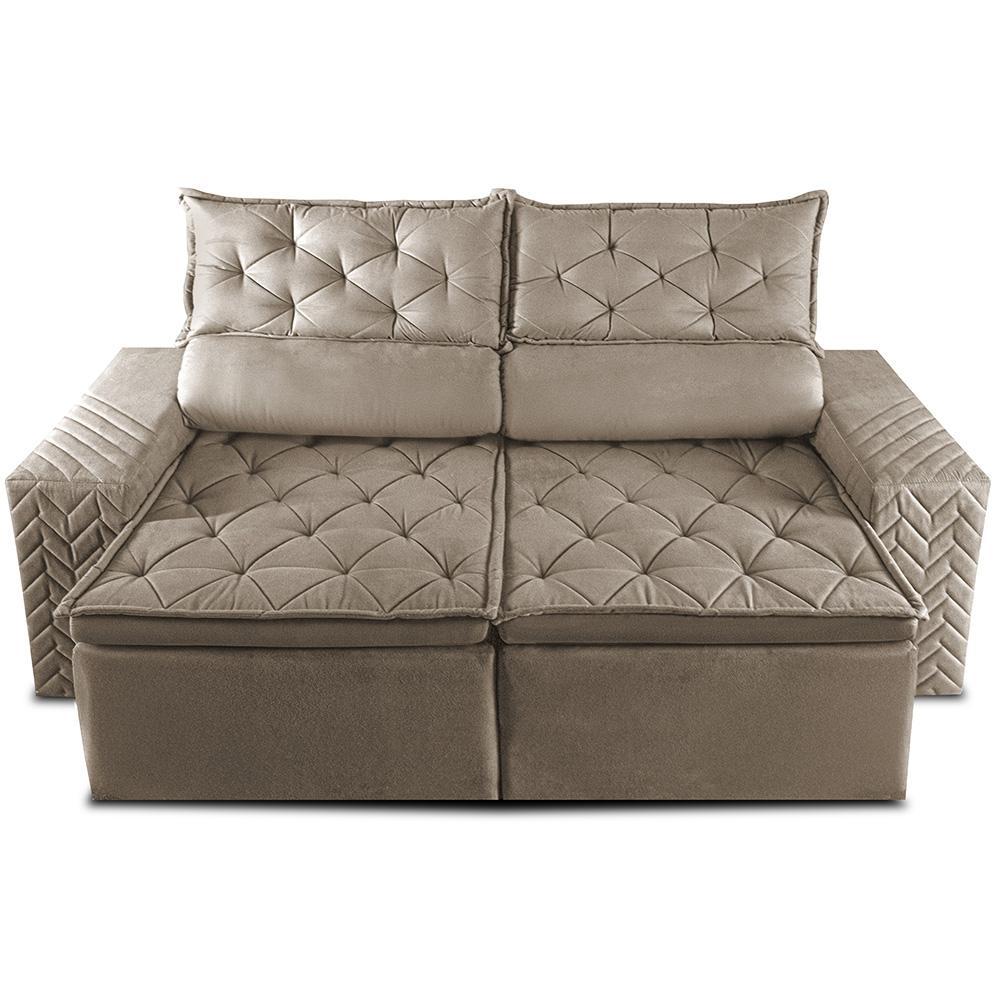 Sofá Retrátil e Reclinável 2,30m Essence Velusoft Bege Cama inBox - 5