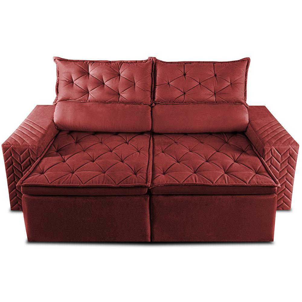 Sofá Retrátil e Reclinável 2,00m Essence Velusoft Vermelho Cama inBox - 5