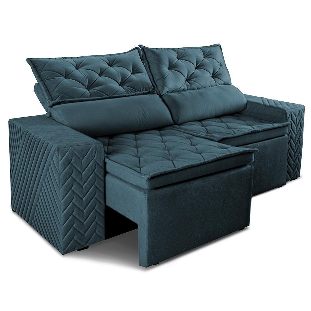 Sofá Retrátil e Reclinável 2,00m Essence Velusoft Petróleo Cama inBox - 8