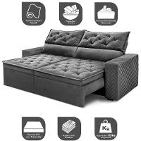 Sofá Retrátil e Reclinável 2,00m Essence Velusoft Cinza Cama inBox - 3