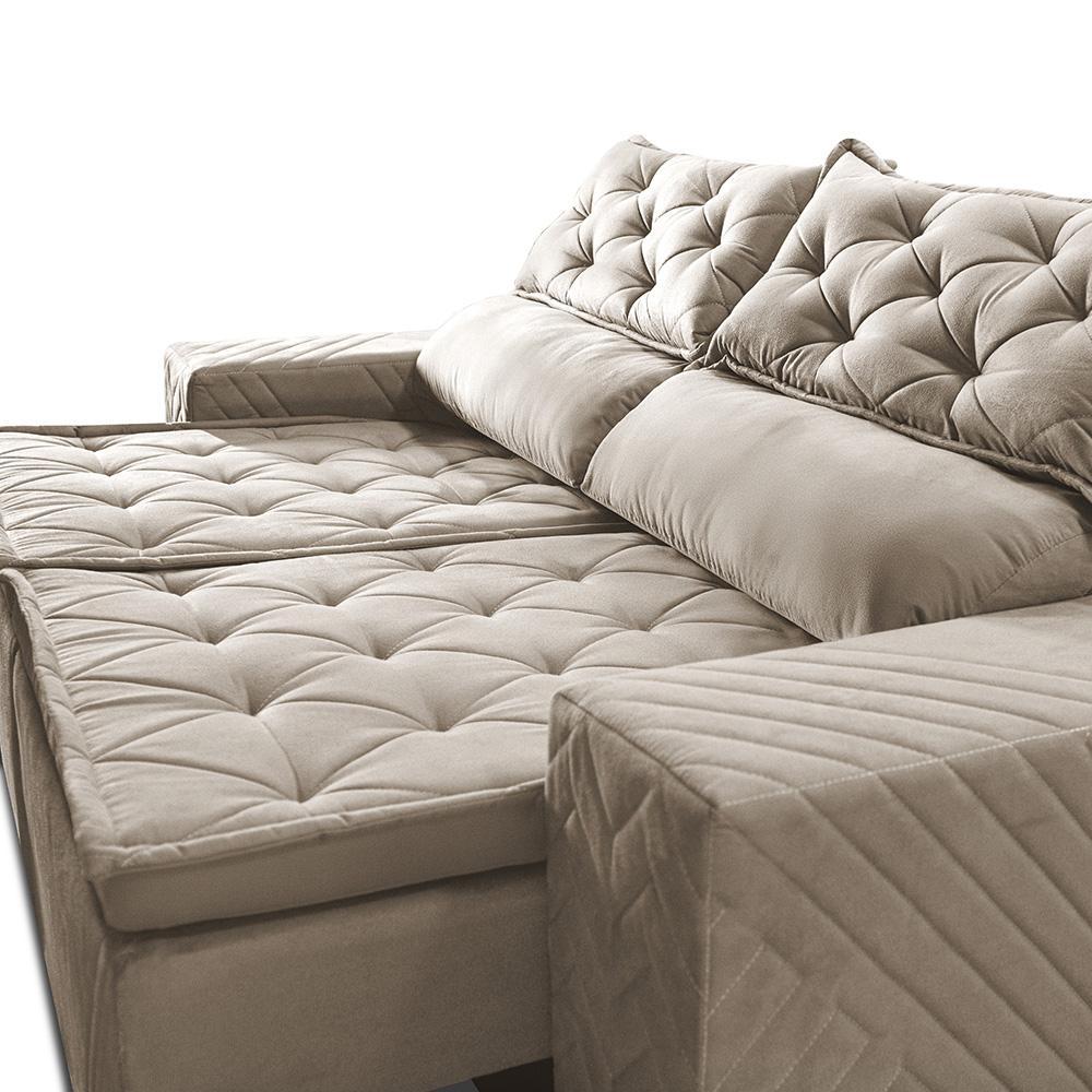 Sofá Retrátil e Reclinável 2,00m Essence Velusoft Bege Cama inBox - 4