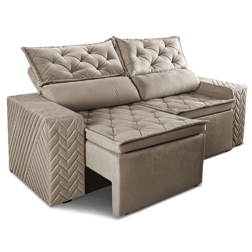 Sofá Retrátil e Reclinável 2,00m Essence Velusoft Bege Cama inBox - 8