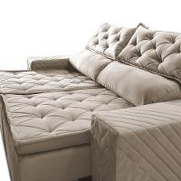 Sofá Retrátil e Reclinável 2,00m Essence Velusoft Bege Cama inBox