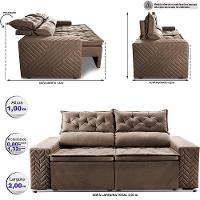 Sofá Retrátil e Reclinável 2,00m Essence Velusoft Castor Cama inBox - 2