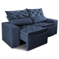 Sofá Retrátil e Reclinável 2,00m Essence Velusoft Azul Cama inBox - 8