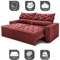 Sofá Retrátil e Reclinável 2,30m Essence Velusoft Vermelho Cama inBox - 3