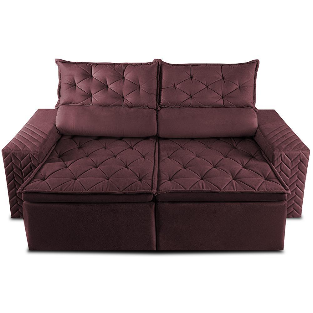 Sofá Retrátil e Reclinável 2,30m Essence Velusoft Vinho Cama inBox - 5