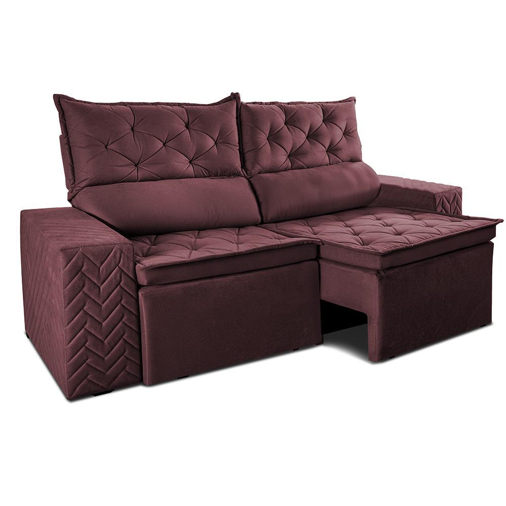 Sofá Retrátil e Reclinável 2,30m Essence Velusoft Vinho Cama inBox - 7
