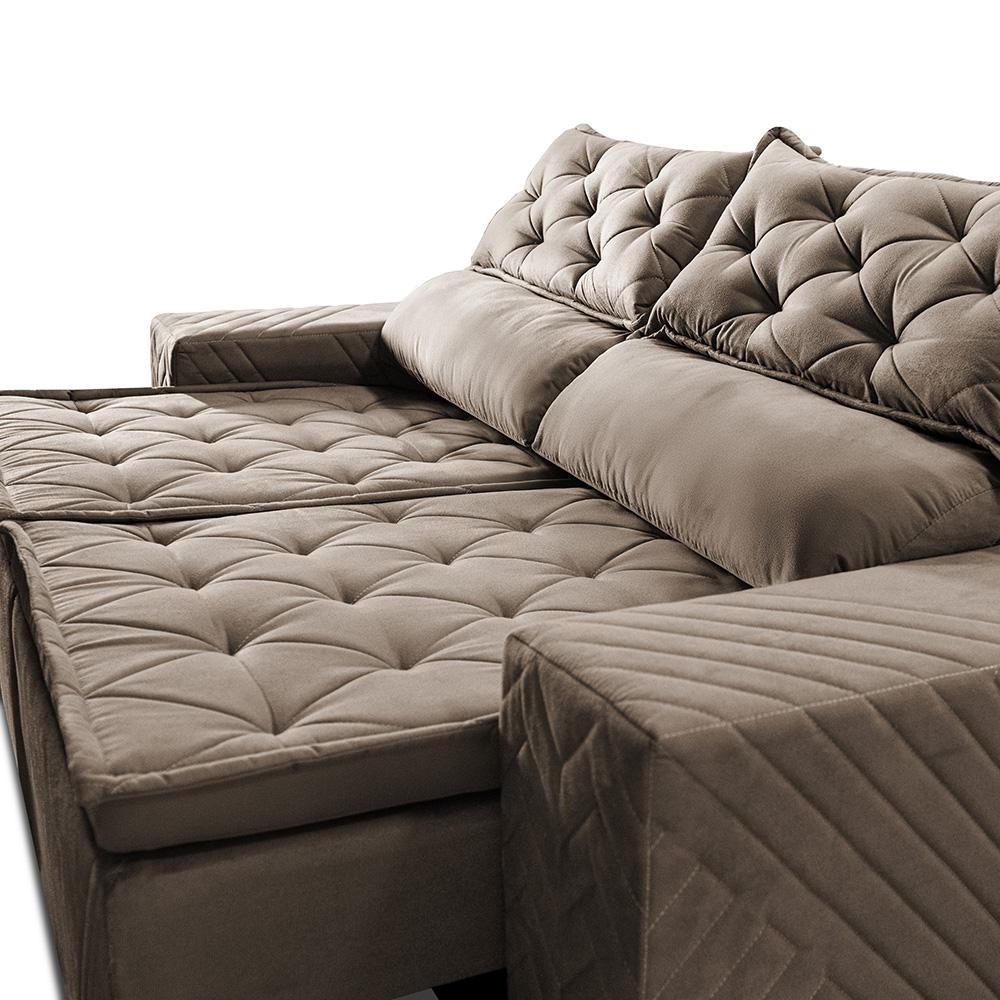 Sofá Retrátil e Reclinável 2,30m Essence Velusoft Castor Cama inBox - 4