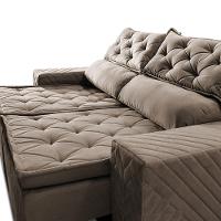 Sofá Retrátil e Reclinável 2,30m Essence Velusoft Castor Cama inBox