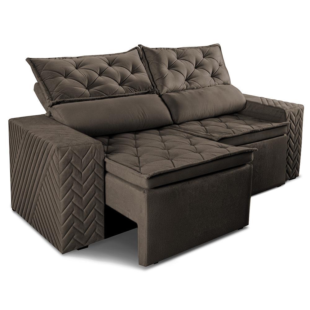 Sofá Retrátil e Reclinável 2,30m Essence Velusoft Café Cama inBox - 8