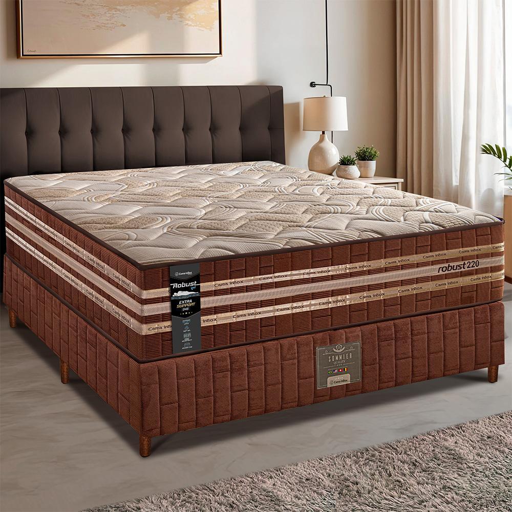Cama Box Casal Colchão Robust Gel 220 + Box 138x188x76 Molas Ensacadas e Espuma D45 Cama inBox - 1