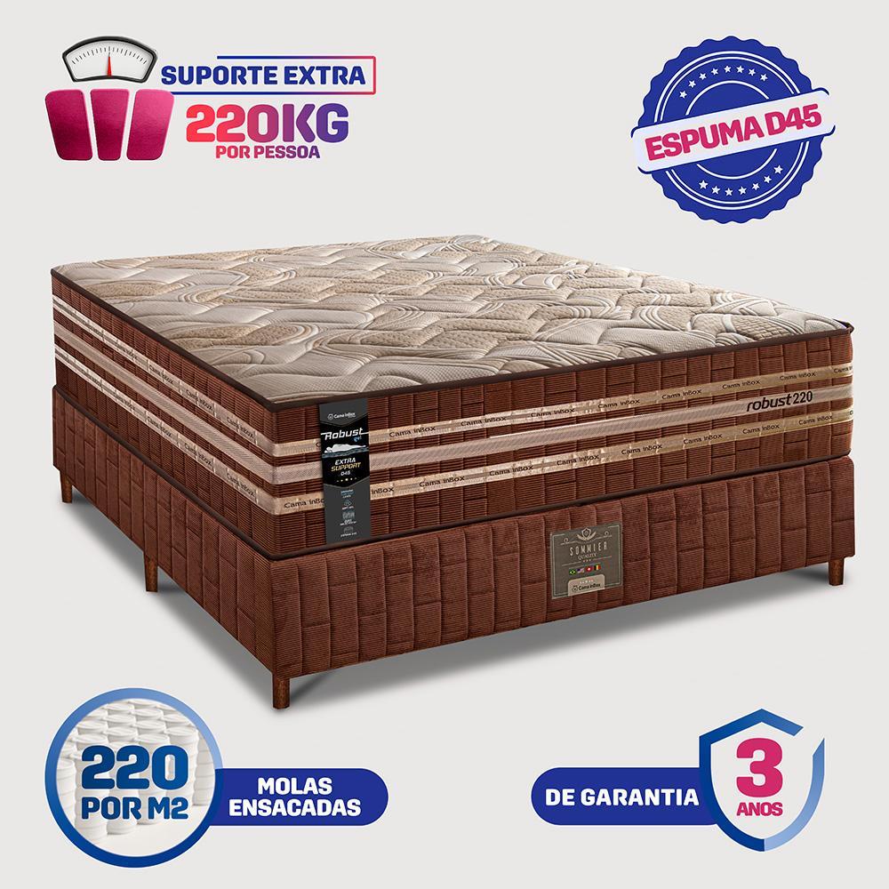 Cama Box Casal Colchão Robust Gel 220 + Box 138x188x76 Molas Ensacadas e Espuma D45 Cama inBox - 2