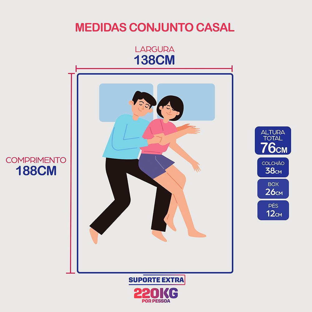 Cama Box Casal Colchão Robust Gel 220 + Box 138x188x76 Molas Ensacadas e Espuma D45 Cama inBox - 3